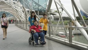 Singapore Annual Wheel Walk or Jog Family Carnival With Community On a Bridge